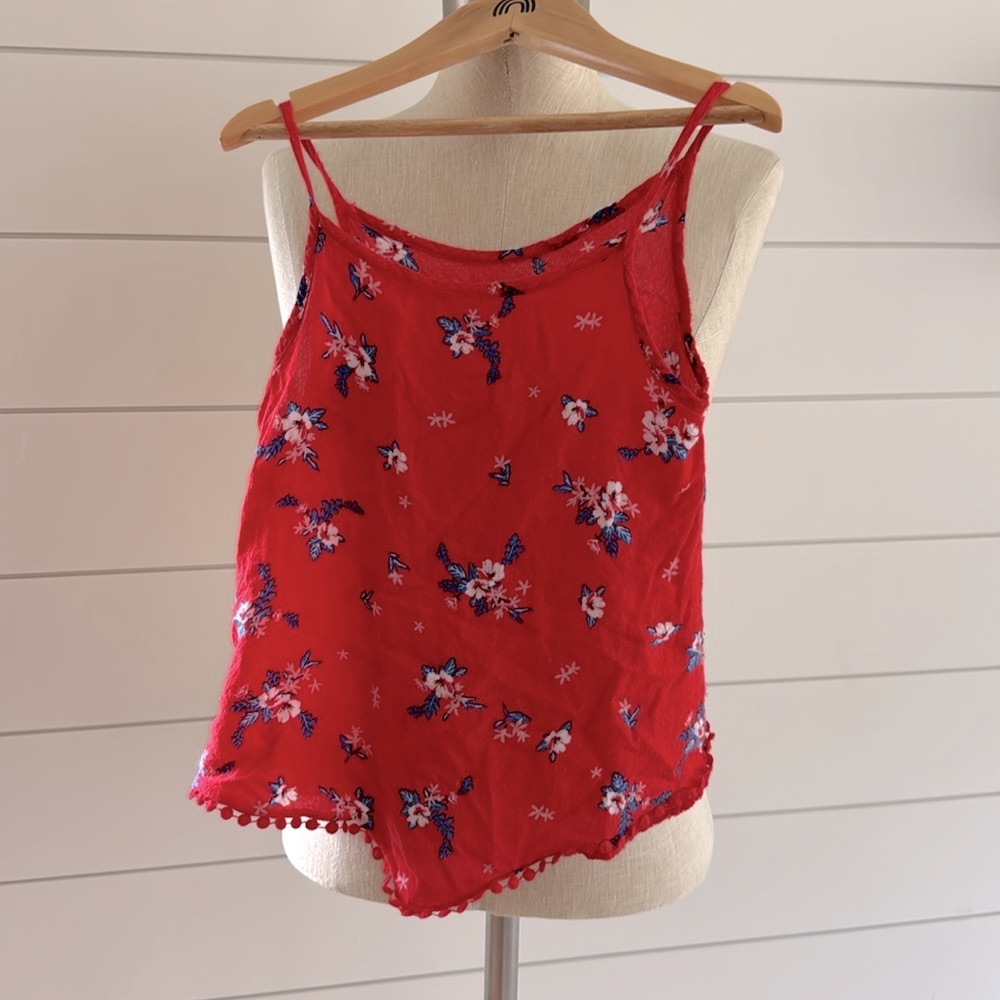⚡️Red Floral Tie Front Strappy Top